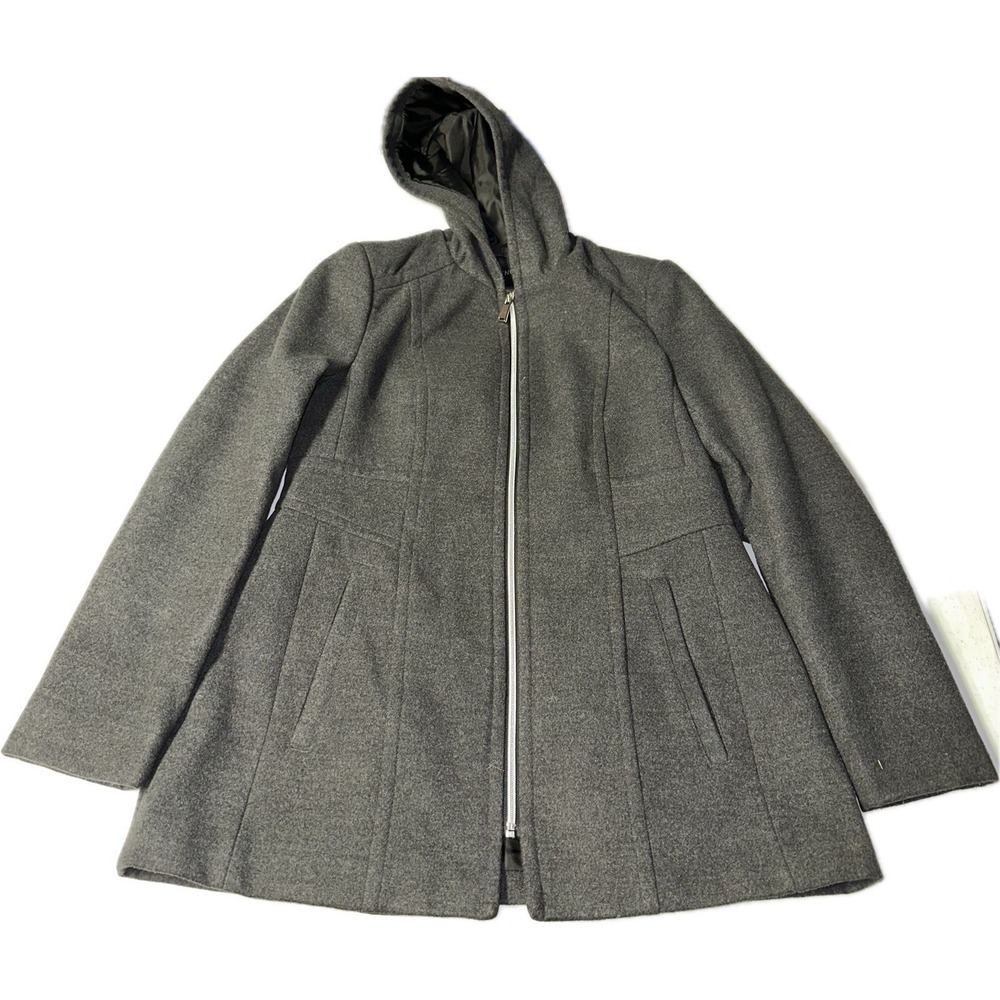 Gray Wool Blend Hooded Jacket Women's Size Small Covington Grey Coat
